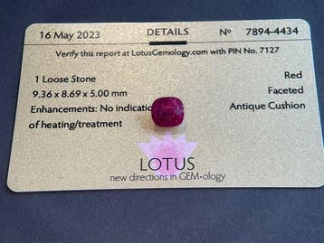 1 pcs Rouge Rubis - 4.07 ct - Lotus Gemology (Thaïlande), Nieuw