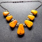 Ancien collier en ambre naturel de la Baltique, collier de, Antiquités & Art