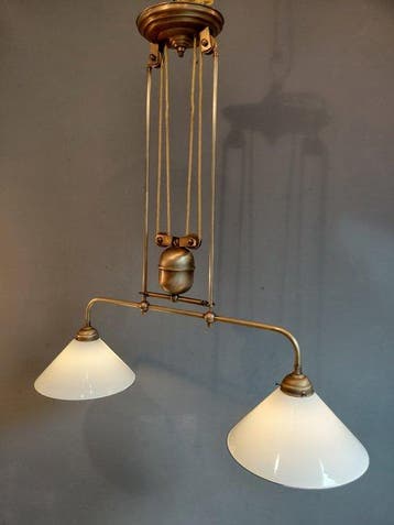 Plafonnier - Lampe de bibliothèque - Katrollamp - Opaline -, Antiquités & Art