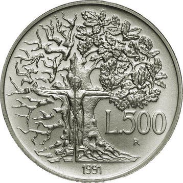 Italië. 200 Lire / 500 Lire 1991 Flora e Fauna  (Zonder, Postzegels en Munten