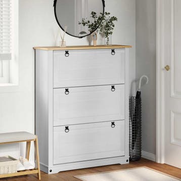 vidaXL Schoenenkast Corona Wit 99 x 32 x 122 cm Massief, Verzenden