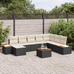 vidaXL Tuinbank Set met kussen 9 pcs Zwart Poly rattan, Verzenden, Nieuw