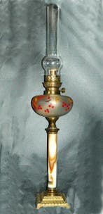 Petroleumlamp - Glas, Marmer, Messing - Napoléon III