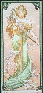 Marie Alphonse Mucha - “Spring II, 1900”. Gesigneerd in de