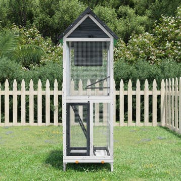 vidaXL Volière 60x58,5x160 cm massief grenenhout grijs, Verzenden