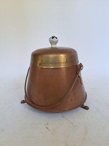 Pot - Koper, Porselein, Messing - Oud Hollandse doofpot