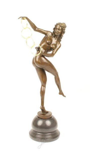 sculptuur, Stunning Bronze Art Deco Figurine – Pierre