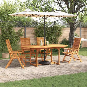 vidaXL Tuin Eettafel Set 5 st Bruin Massief Acacia Hout, Verzenden, Nieuw