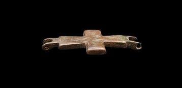Byzantijns Brons Reliekschrijnkruis - 48 mm (Zonder, Antiek en Kunst