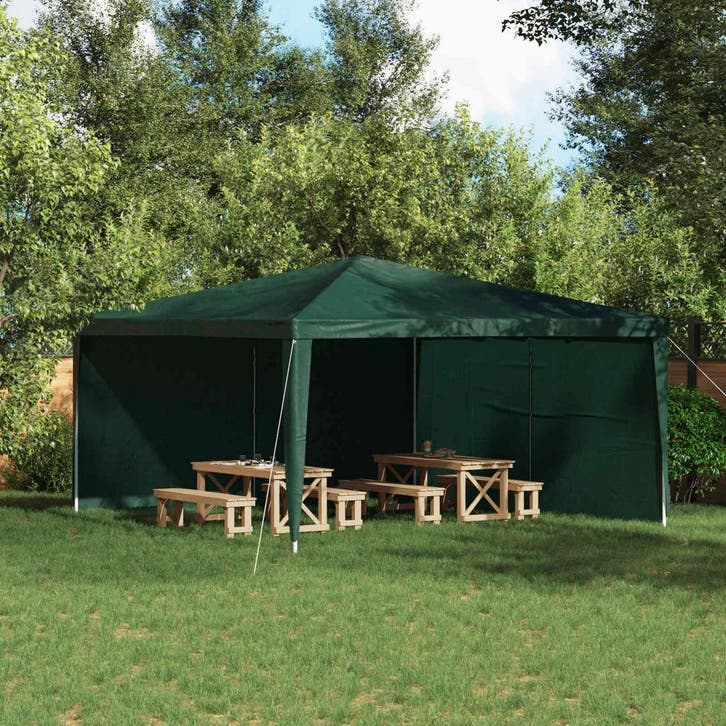 vidaXL Party Tent Zijwand 2 pcs Groen 400 x 195 cm PE en, Jardin & Terrasse, Tonnelles, Envoi