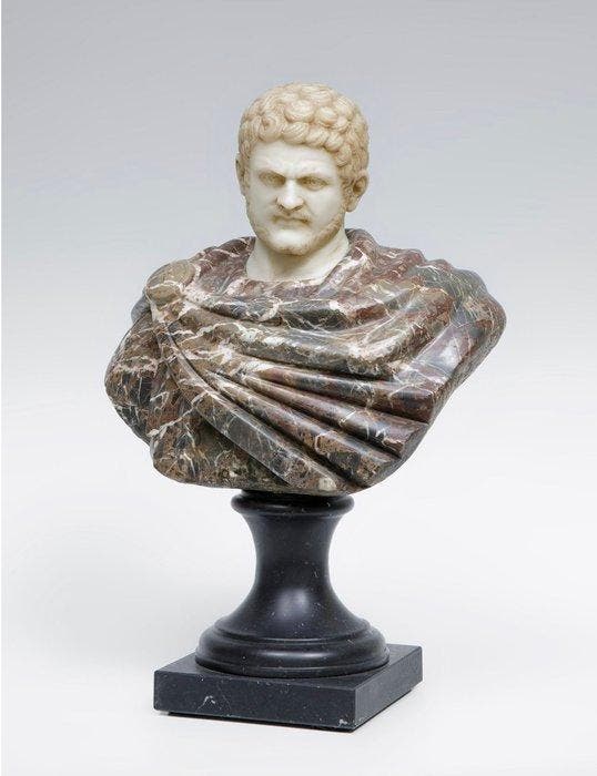 Buste, Busto del emperador Caracalla - 39 cm - Marmer, Antiquités & Art, Antiquités | Céramique & Poterie