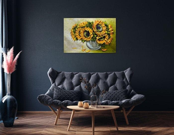 Bajor Kinga - Sunflowers, Antiquités & Art, Art | Peinture | Moderne