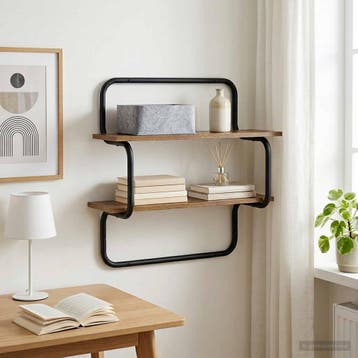 vidaXL Wandrek met 2 niveaus Gerookt eiken 40 x 24,5 x 61 cm, Huis en Inrichting, Verzenden, Nieuw