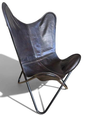 Fauteuil - Vlinderstoel - Leder, Metaal - Vlinderstoel -, Huis en Inrichting, Nieuw