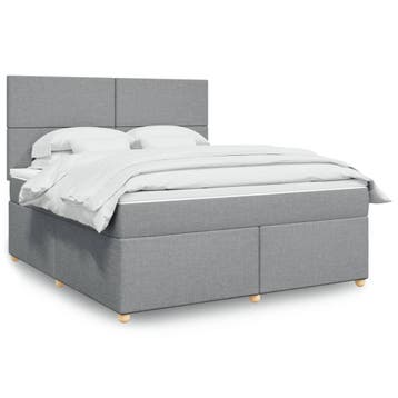 vidaXL Boxspring met matras stof lichtgrijs 180x200 cm, Verzenden, Nieuw