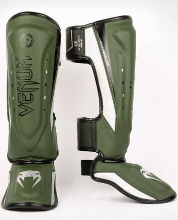 Venum Elite Evo Kickboks Scheenbeschermers Kaki Zilver, Sports & Fitness, Verzenden