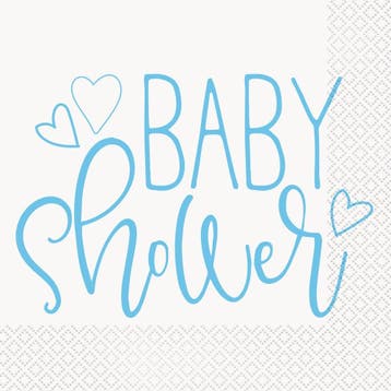 Baby Shower Servetten Blauw 33cm 16st, Verzenden