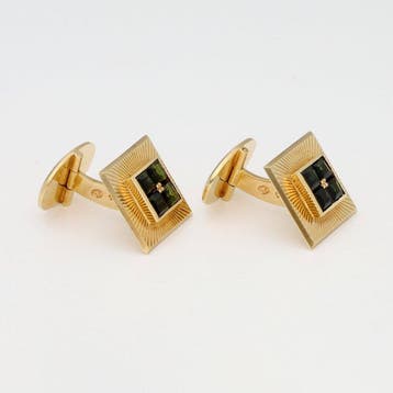 Boutons de manchette - 14 carats Or jaune Tourmaline