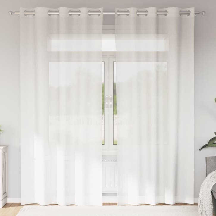 vidaXL Gordijnen voile met doorvoertules 2 st wit, Huis en Inrichting, Stoffering | Gordijnen en Lamellen, Nieuw, Verzenden
