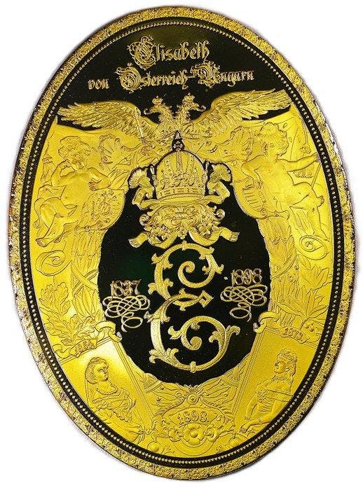 Oostenrijk. Empress Elisabeth “Sisi” Gold-Plated Medal with, Postzegels en Munten, Munten | Europa | Niet-Euromunten