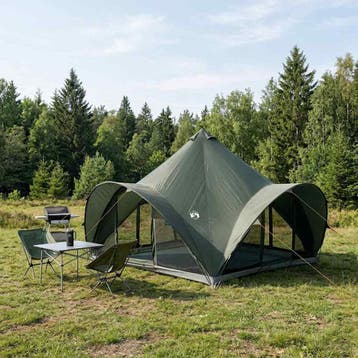 vidaXL Tipi Tent 6.0-persoons Legergroen Polyester en Staal, Verzenden