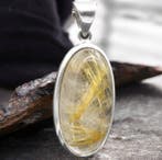 Zilveren hanger Gouden rutielkwarts - Cabochon -