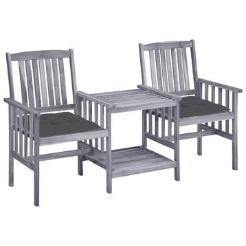 vidaXL Tuinstoelen met tafeltje en kussens massief, Verzenden, Nieuw