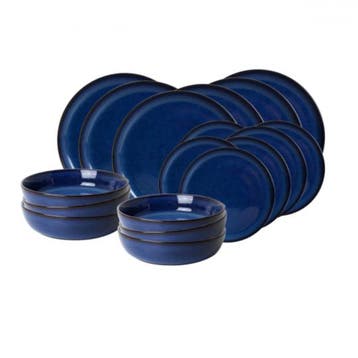 2dekans | Ardtime 18-piece flat and soup plate service BLUE, Ophalen of Verzenden, Nieuw