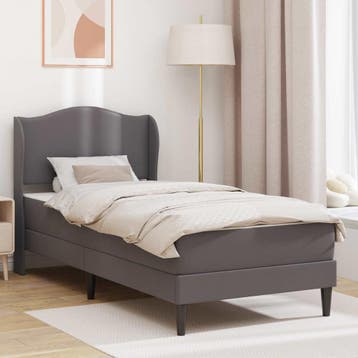 vidaXL Bedframe met hoofdeinde Grijs 90 x 190 cm Kunstleer, Huis en Inrichting, Slaapkamer | Bedden, Verzenden, Nieuw