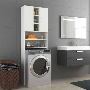 vidaXL Wasmachinekast 64x25,5x190 cm wit, Verzenden