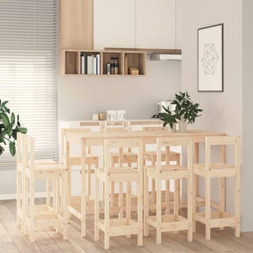 vidaXL 9-delige Barset massief grenenhout, Verzenden, Nieuw