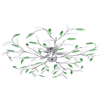vidaXL Plafondlamp met acryl kristallen bladarmen voor 5xE14, Verzenden
