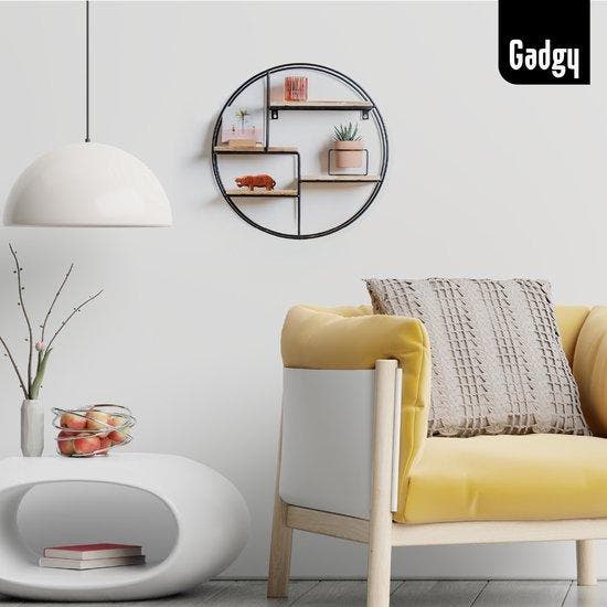 2dekans | Gadgy Wandrek Industrieel - Rond met 4 Wandplanken, Huis en Inrichting, Woonaccessoires | Wandplanken en Boekenplanken