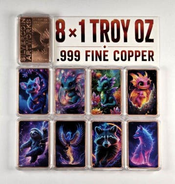 Wereld. 8 x 1 Troy Oz Kupfer (Zonder minimumprijs)
