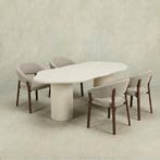 Eettafel Organisch Maya Microcement Cilinderpoot 210 cm Wit, Huis en Inrichting, Verzenden, Nieuw, Industriële meubels, Overige vormen