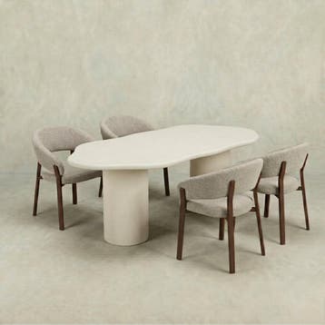 Eettafel Organisch Maya Microcement Cilinderpoot 210 cm Wit, Huis en Inrichting, Verzenden, Nieuw, Industriële meubels, Overige vormen