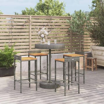 vidaXL 5-delige Tuinbarset poly rattan en massief acaciahout, Verzenden