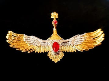 Broche – Ooievaar met uitgestrekte vleugels - Boodschapper, Antiek en Kunst