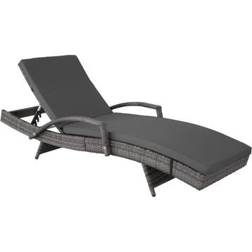 tectake Aluminium rotan ligstoel Océane - grijs, Verzenden, Nieuw