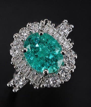 925 sterlingzilver smaragdgroen kristal halo-ring. 4,5 g, Nieuw