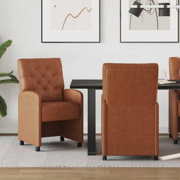 vidaXL Eetkamerstoelen met wielen 2 st Kunstleer Bruin 58 x, Verzenden, Nieuw
