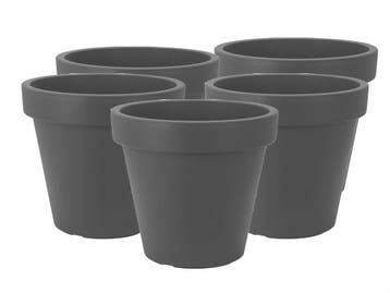 Set van 5 stuks Kunststof Bloempot Antraciet Ø39cm, Tuin en Terras, Ophalen of Verzenden, Nieuw