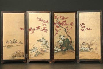 Bybu kamerscherm - Antiek 4-panel Byobu-vouwscherm met