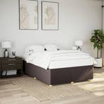 vidaXL Bedframe zonder matras stof donkerbruin 140x190 cm, Verzenden