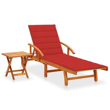 vidaXL Ligbed met tafeltje en kussen massief acaciahout, Tuin en Terras, Verzenden, Nieuw