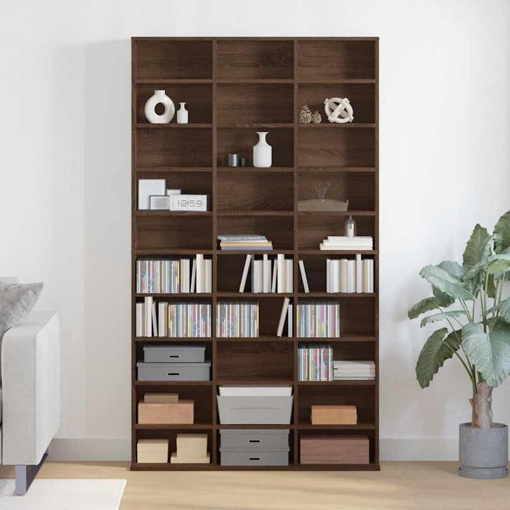 vidaXL Cd-kast 102x23x177,5 cm bewerkt hout bruin eikenkleur, Maison & Meubles, Accessoires pour la Maison | Étagères pour CD & DVD
