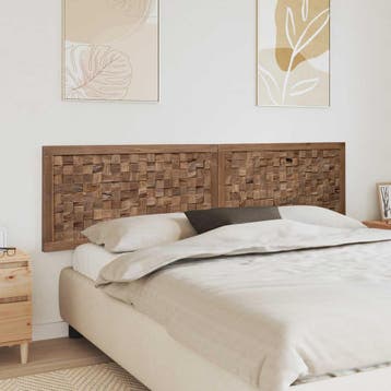 vidaXL Bed Hoofdbord Naturel Massief Teakhout, Verzenden, Nieuw