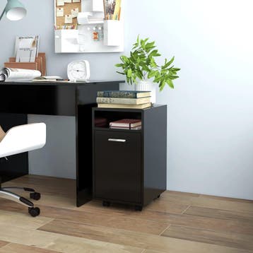 vidaXL Bijzetkast met wielen 33x38x60 cm bewerkt hout zwart, Verzenden