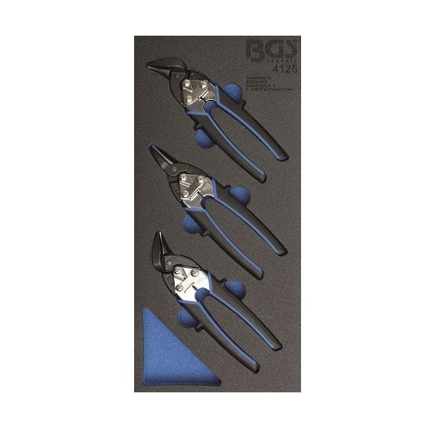 Mini plaatwerkscharen 3-delige set in foam inlay (Handtools), Auto diversen, Autogereedschap, Nieuw, Verzenden