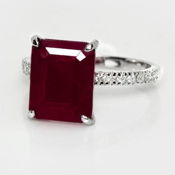 Zonder minimumprijs - Ring - 14 karaat Witgoud, HRD 5,38 ct, Nieuw